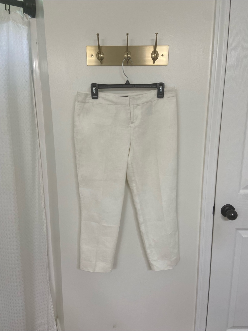 Banana Republic Women’s 6P White 100% Linen Pants Petite Straight Leg Lined